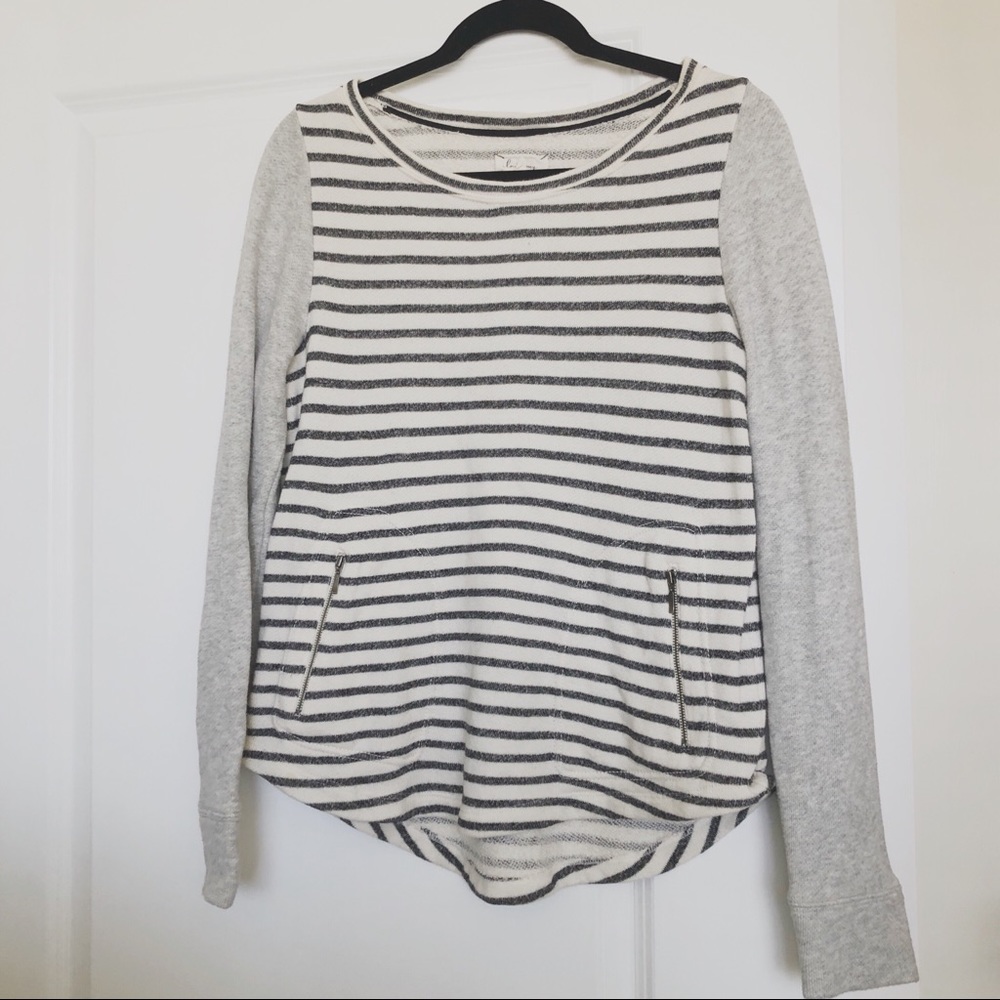 Grey and Navy Striped Sweater